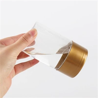 260ml plastové kulaté sklenice se zlatým víčkem